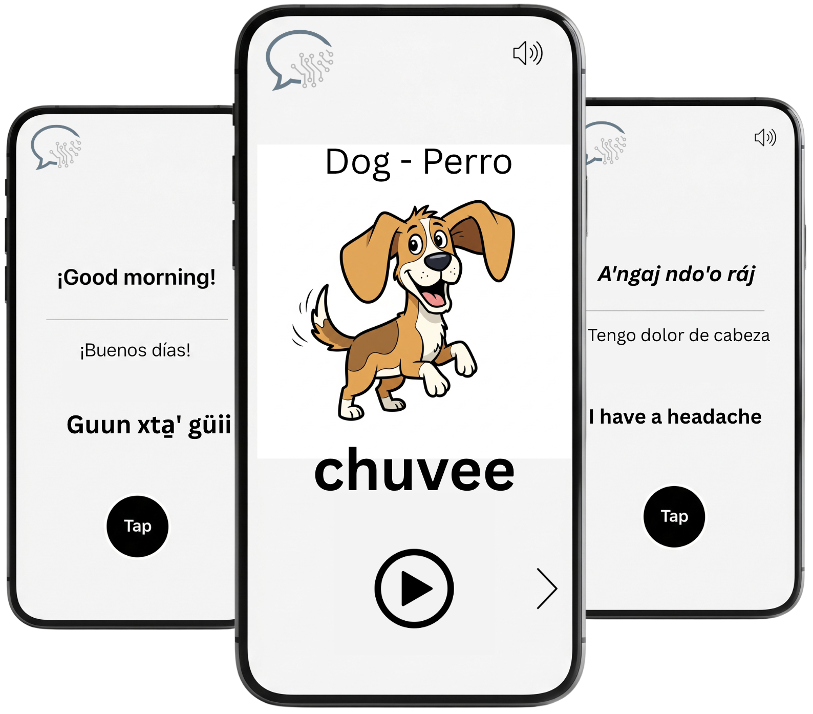Screenshot of the language communication app
